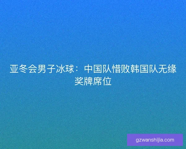 亚冬会男子冰球：中国队惜败韩国队无缘奖牌席位