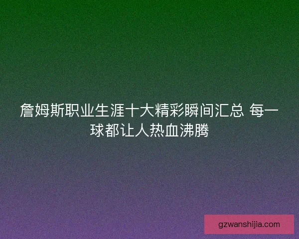 詹姆斯职业生涯十大精彩瞬间汇总 每一球都让人热血沸腾