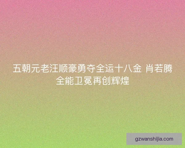 五朝元老汪顺豪勇夺全运十八金 肖若腾全能卫冕再创辉煌